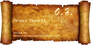 Orosz Henrik névjegykártya